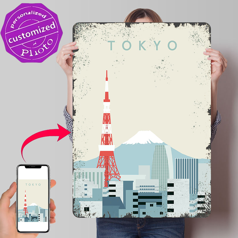 Retro Gaming Gifts For Men - Plakat Tokio Retro Drukowany 3D Metalowe