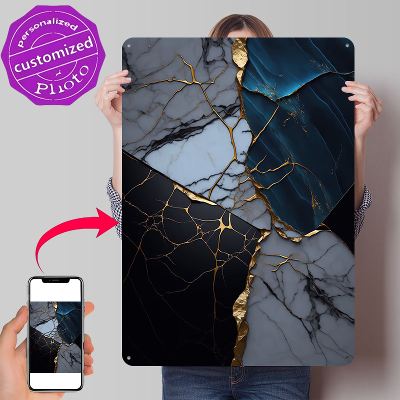 Retro Gaming Gifts For Men - Abstrakcyjny Marmurkowy Plakat Kintsugi Retro Drukowany