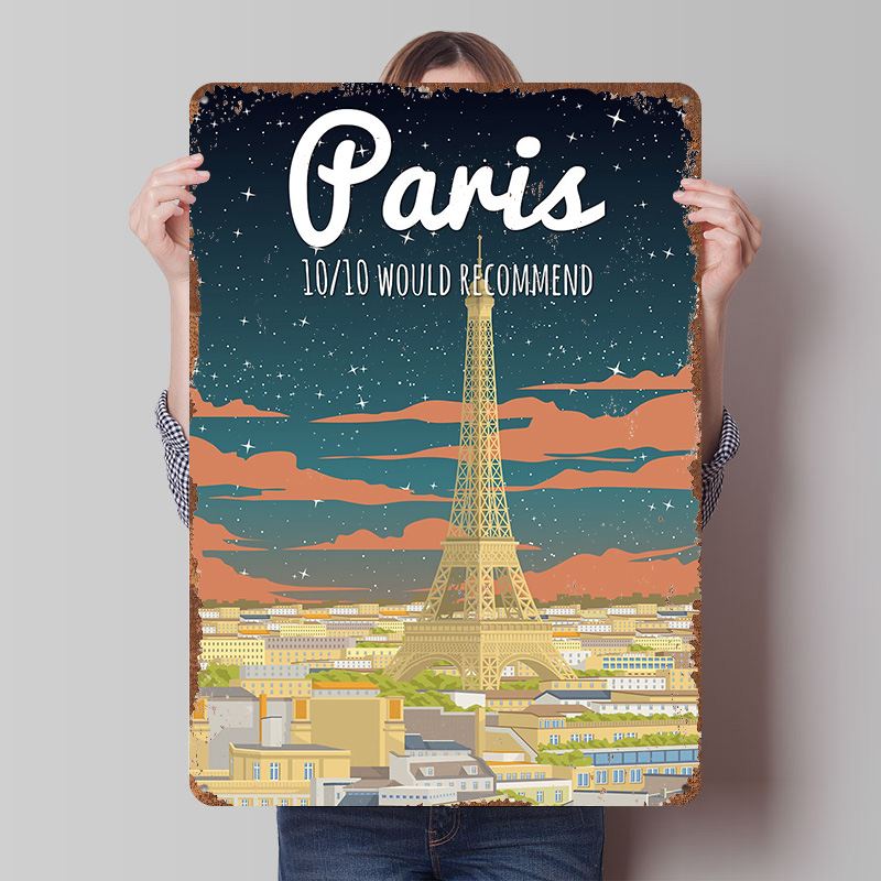 Retro Gaming Paris - Plakat Podróżniczy z Wieżą Eiffla w