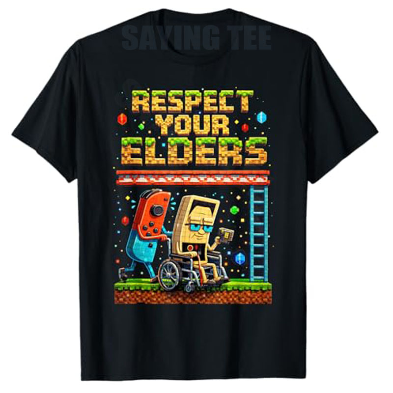 Retro Gaming Gifts For Men - Koszulka z napisem: Respektuj Starszych Ludzi,